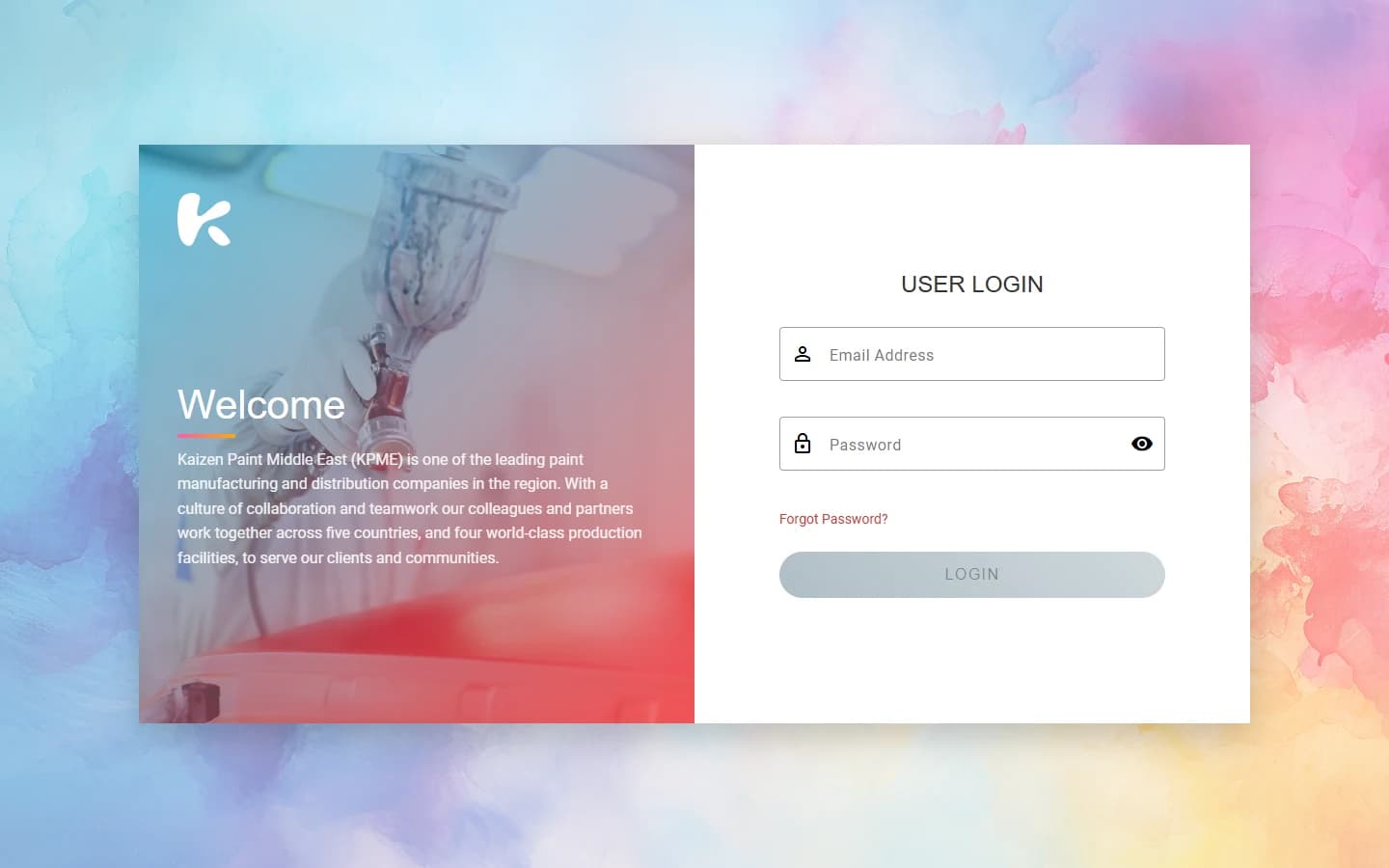 Kaizen Precision sign-in screen